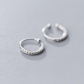 Bông tai bạc nữ Khuyên tai bạc nữ kẹp vành Earcuff vòng tròn đính đá
