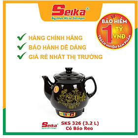 Ấm Sắc Thuốc Seika 3.2L - SKS326 (Gốm Sứ Bát Tràng) - Hàng chính hãng 