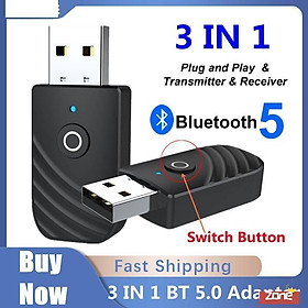 Có SẵnUsb Thu Phát Tín Hiệu Bluetooth 5.0 3 Trong 1 Có Giắc Cắm 3.5mm Cho Xe Hơi / TV / PC