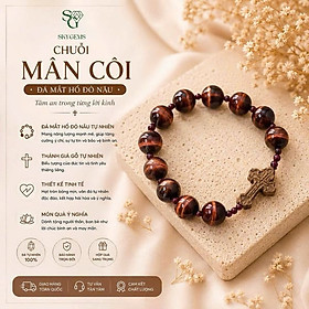 Vòng Mân Côi Mắt Hổ Mix Garnet & Thánh Giá Trầm Hương – Đá Tự Nhiên, Chuỗi Hạt Cầu Nguyện Trang Nghiêm