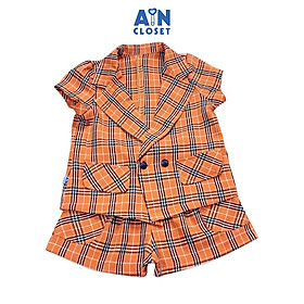 Set vest phối quần váy bé gái họa tiết Caro cam Tuytsi - AICDBGRJTOAR - AIN Closet
