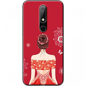 Ốp lưng dành cho điện thoại Nokia 5.1 Plus Mẫu  Cô gái váy đỏ áo xẻ vai