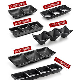 Mua Muối tiêu tròn - lá   1-2-3 ngăn Melamine 100% Ngọc Đen Mờ | ĐĨA MUỐI TIÊU CHẤT LIỆU MELAMINE ĐEN NGỌC HÀN QUỐC