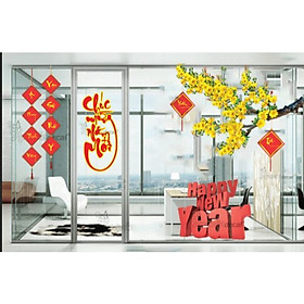 Mua Decal trang trí tết cành mai vàng - decal có sẵn keo - decal dán kính PK644