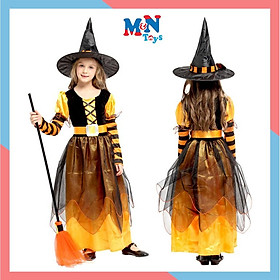 Bộ váy Phù thủy cam dài hóa trang Halloween cho bé G-0309B