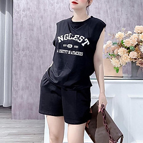 Bộ mặc nhà nữ mùa hè sát nách , đồ bộ bigsize chất cotton