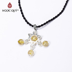 Bộ bông tai mặt dây chuyền bạc thạch anh tóc vàng mệnh thủy, kim - Ngọc Quý Gemstones