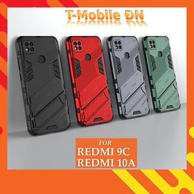 Ốp lưng cho Xiaomi Redmi 9C 10A, Ốp chống sốc Iron Man PUNK cao cấp kèm giá đỡ cho Redmi 10A 9C - Xiaomi Redmi 9C