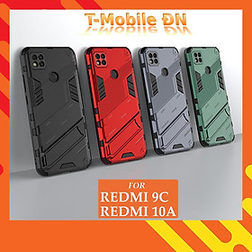 Ốp lưng cho Xiaomi Redmi 9C 10A, Ốp chống sốc Iron Man PUNK cao cấp kèm giá đỡ cho Redmi 10A 9C - Xiaomi Redmi 10A