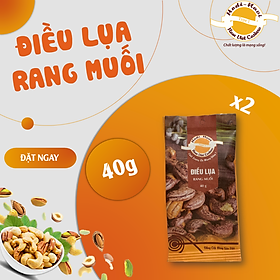 COMBO 2 TÚI HẠT ĐIỀU VỎ LỤA RANG MUỐI LOẠI 1 - HẠT NGUYÊN, KHÔNG TẤM - TÚI GIẤY 40G - HỘT ĐIỀU NAM VIỆT