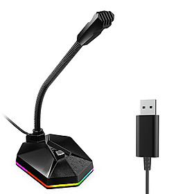 TSP201 Desktop Capacitive Microphone USB Noise Reduction Computer Microphone with RGB Light Effect for Gaming Live