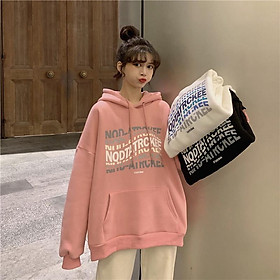 Áo Hoodie Tay Dài Dáng Rộng In Chữ Đơn Giản Phong Cách Hàn Quốc Cho Nam Và Nữ