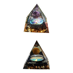 2x Handmade Crystal Sphere Gemstone Pyramid Reiki Energy Meditation Gift