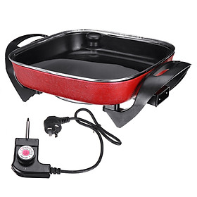 AUGIENB 1500W 5L Multifunctional Electric Frying Pan Roasting Oven Korean Teppanyaki Heat Stew Soup Grill Skillets Cooking Hotpot Food Steamer Non-stick For 3-4 people 220v