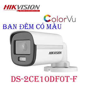 Camera Hikvision 2MP COLORVU - CÓ MÀU 24/24 Hỗ trợ chuyển qua lại 4 chế độ TVI/AHD/CVI/CVBS DS-2CE10DF0T-F - Hàng Chính Hãng