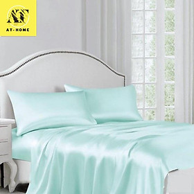 Bộ 5 món chăn trần bông ga gối phi lụa thương hiệu lan pham bedding mát mịn - màu xanh ngọc