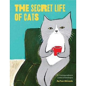Sách - The Secret Life of Cats Correspondence Cards by Pepe Shimada (US edition, paperback)