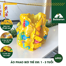 Áo Phao Bơi Cho Bé 1, 2, 3 tuổi - Bơm Hơi, 3 Van Túi Khí An Toàn - Babamin - AP03