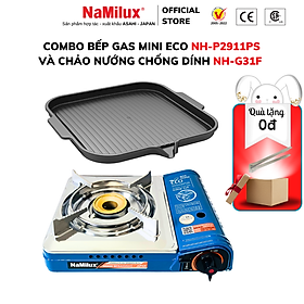 Bộ Sản Phẩm Bếp Gas Mini và Chảo Nướng Chống Dính NaMIlux | Van Inline Cut│Công Suất 2.6 Kw - Hàng Chính Hãng