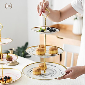 SET đĩa sứ vân đá cao cấp | 2 TẦNG | 3 TẦNG SỨ VÂN ĐÁ HỒNG - XÁM HOT TREND 2022