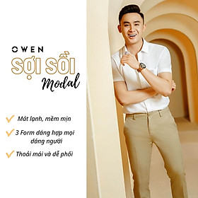 OWEN - Áo sơ mi trắng ngắn tay Owen chất sồi 22752/22753 Slimfit - Regularfit