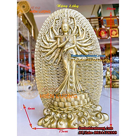 Tượng Phật Thiên Thủ Thiên Nhãn Đứng Bằng Đồng Thau Đẹp Cao 26cm