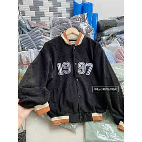 Áo khoác nhung thêu 1997 nam nữ mặc , áo khoác bomber nhung , áo khoác unisex vải nhung , áo khoác cặp đôi vải nhung gân dày mịn