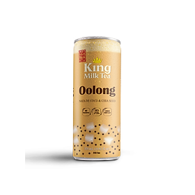 Lốc 6 lon Trà sữa Oolong thạch dừa và hạt chia King Coffee -320ml/lon