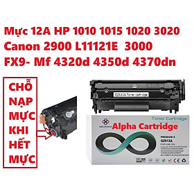 Hộp mực 12A 2900 dành cho HP 1010 1015 1020 3015 3020 3030 3050 và Canon 2900 L11121E L120, MF4122, MF4150, MF4680, L140, L160, MF4270, MF4320d, MF4350d 3000 FX9 FX10 CÓ LỔ ĐỔ MỰC khi hết mực-Hàng chính hãng Alpha Cartridge