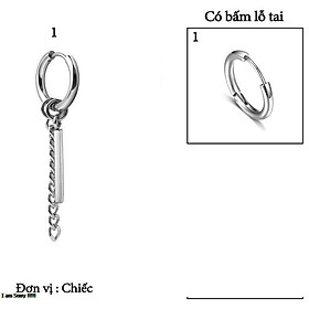 Bông tai nam inox cao cấp 1 chiếc Kpop thép không gỉ bấm lổ tai