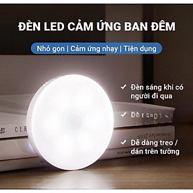 Đèn LED Cảm Ứng Tròn Có Người Đi Qua Tự Động Sáng, Sử Dụng Pin Sạc Cao Cấp Để Cầu Thang, Phòng Ngủ...