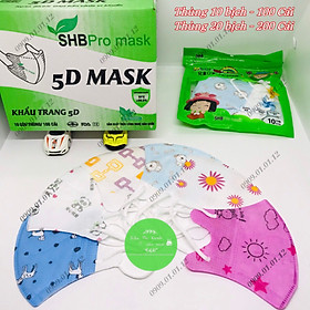 Thùng 100 cái Khẩu trang 5D trẻ em SHB Promask chính hãng, 5d cho bé từ 3