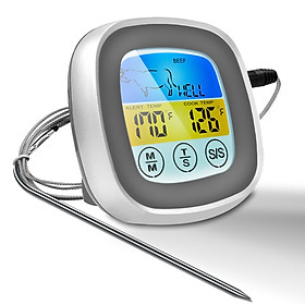 Máy đo nhiệt độ thức ăn , nhiệt kế thức ăn với màn hình LCD màu nhạy-Màu Xám