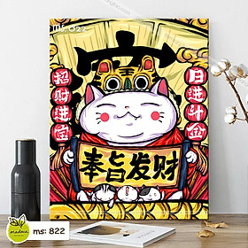 Mua Tranh tô màu 40x50cm có khung Mèo lộc phát T822