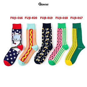 Tất Cổ Cao Nam Nữ GOMTAT Họa Tiết Dễ Thương, Vớ Cao Cổ Unisex Chất Liệu Cotton Cao Cấp - FUJI - FUJI-020