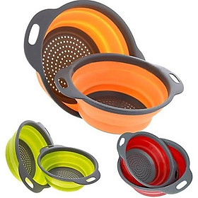 Mua Bộ 2 rổ nhựa Silicon gấp gọn cực tiện lợi  Set 2 rổ gấp gọn silicon  Rổ rá gập gọn bằng nhựa silicon