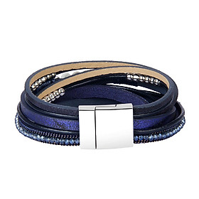 Multilayer Leather Bracelet Braided Wrap Cuff Bangle with Alloy Magnetic Clasp Handmade Jewelry
