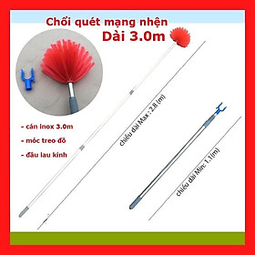 Chổi Quét Trần Inox Đặc 3 Trong 1 - Quét Trần, Lau Trần Lau Tường, Phơi Quần Áo