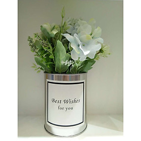Mua Chậu cây hoa giả Best Wishes For You sắt tráng bạc hoa cẩm tú cầu