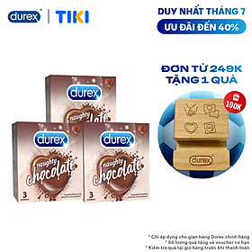 Bộ 3 Bao Cao Su Durex Naughty Chocolate - Hộp 3 chiếc