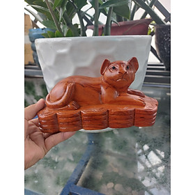 Mua Tượng con Mèo bằng gỗ hương ngang 20 cm