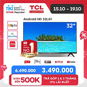 Smart TV TCL Android 8.0 32 inch HD wifi - 32L61 - HDR, Micro Dimming, Dolby, Chromecast, T-cast, AI+IN