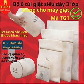 Mua SET 6 túi giặt siêu dày 3 lớp cao cấp - Combo 6 túi lưới bảo vệ quần áo dùng cho máy giặt 3 lớp siêu bền tiện dụng chính hãng D Danido