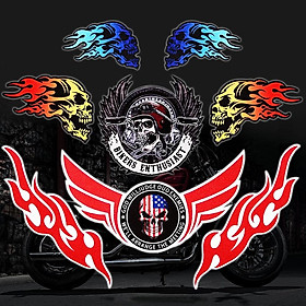 Nhãn dán xe máy Retro Fire Ghost Skull phản quang Bình xăng Decal Phụ kiện xe máy cho Harley Davidson