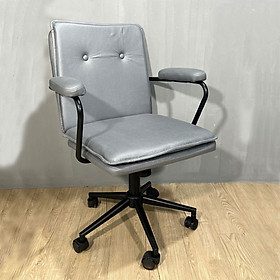 Ghế xoay nệm bọc da mềm màu kem CE1008-P Nội thất Capta Ghế nhân viên nệm pvc mềm khung sắt sơn tĩnh điện màu đen office chair