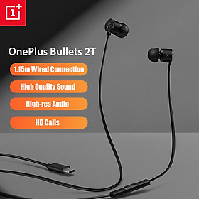 OnePlus Bullets 2T Earphones Type-C In-Ear Headset With Remote Mic 1.15M Wired Compatible for Oneplus 7 8 Pro 6 7 T