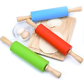 Cây Lăn Bột Silicon,Rolling Pin Có Trục Xoay 38cm