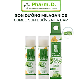 Milaganics [CHÍNH HÃNG] Combo 2 Cây Son Dưỡng Ẩm Nha Đam & Dừa 4.5g - Son Dưỡng Môi An Toàn Không Chì Dưỡng Ẩm Tối Ưu Cho Môi Nhạy Cảm