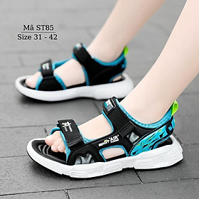 Sandal bé trai Nhím Shop xanh đen chất liệu dù cao cấp êm chân đế su nhẹ chống trơn trượt dép quai hậu dán 2 chiều cho trẻ em học sinh nam chân dày bụ thon dài 6 - 15 tuổi ST85