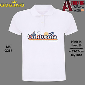 Carlifornia, mã G267. Áo thun polo cổ trụ cho nam nữ, form unisex. Áo phông hàng hiệu Goking, quà tặng cao cấp cho gia đình, cặp đôi, doanh nghiệp